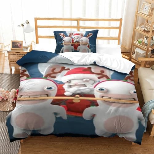 LLEERCFTY Rabbids Invasion Bettbezug Set Bettwäsche Set Kinderbettwäsche-Set Reißverschluss Mit Kissenbezügen Betten Set Für Jugendliche Kinder Schlafzimmer Single（135x200cm） von LLEERCFTY