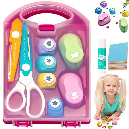 Creative Kids DIY Puncher Craft Set, craft scissors and hole punch set, Craft Hole Punch Shapes Set for Kids, Shape Cutters for Crafts, Leaf, Butterfly, Star Heart Flower Punch DIY Projects (Ste-B) von LLELEMAMO
