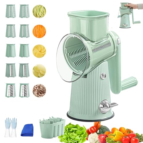 Ivyever Cheese Grater, 2025 Upgraded Ivyever 5 In 1 Rotary Cheese Grater Vegetable Slicer, Kitchen Multipurpose Le D Affaires 5 in 1 Cheese Grater, Lesaffaires Food Chopper With Handle (Green) von LLELEMAMO