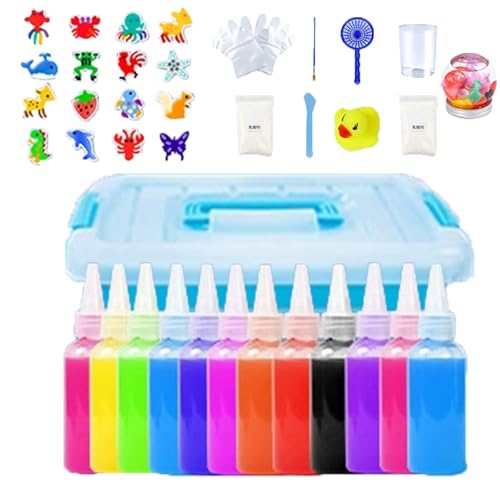LLELEMAMO Contcove, Contcove Safe Educational Magic Water Elf Kit, Magic Water Gel Elf Toy kit, Aqua Fairy Water Gel kit with Magic Gels and Sea Creature Molds (12 Bottles 12 Molds) von LLELEMAMO