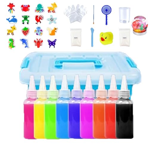 LLELEMAMO Contcove, Contcove Safe Educational Magic Water Elf Kit, Magic Water Gel Elf Toy kit, Aqua Fairy Water Gel kit with Magic Gels and Sea Creature Molds (9 Bottles 10 Molds) von LLELEMAMO
