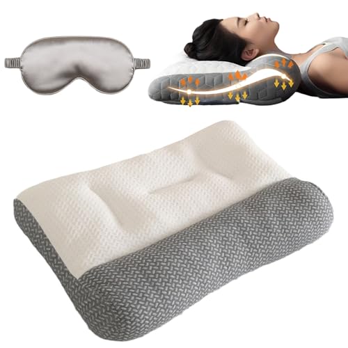 LLELEMAMO Restiva Pillow, Restiva Neck Pillows for Neck Shoulder Back Pain Relief, Ergonomic Orthopedic Neck Traction Pillow, Four-Layer Structure Support Deep Sleep Pillow (White) von LLELEMAMO