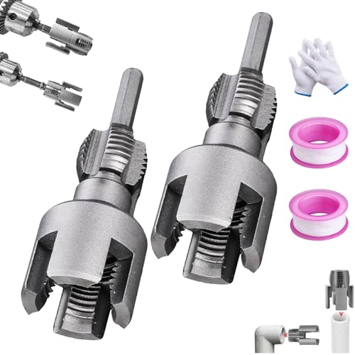 Pipe Thread Cutting Tool, Integrated Internal & External Pipe Threading Tool, Thread Trimming and Angle Bolt Repair Tool, Electric Drill Compatible Pvc Pipe Threader Kit, 1/2", 3/4" (1/2"+3/4") von LLELEMAMO