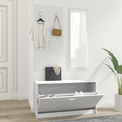 LLEZKBR 3in1 Schuhschrank Set Weiß Holzwerkstoff von LLEZKBR