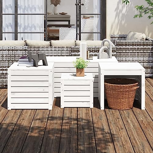 LLEZKBR Aufbewahrungsboxen für den Außenbereich, 4-teiliges Gartenbox-Set, weiß, Massivholz, Kiefer LLEZKBR Aufbewahrungsboxen für den Außenbereich, 4-teiliges Gartenbox-Set, weiß, Massivholz, Kiefer von LLEZKBR