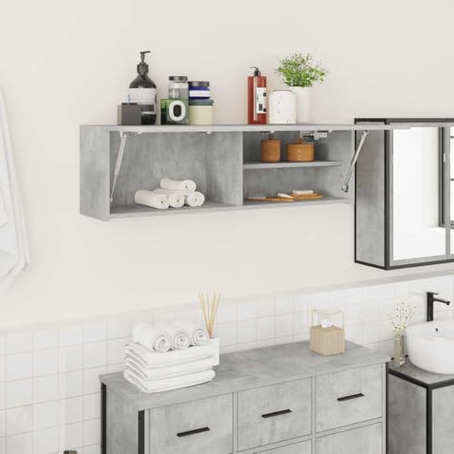 LLEZKBR Badezimmer Hängeschrank Betongrau 100x25x30cm Holzwerkstoff von LLEZKBR