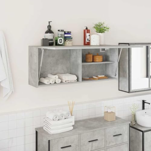 LLEZKBR Badezimmer Hängeschrank Betongrau 100x25x40cm Holzwerkstoff von LLEZKBR