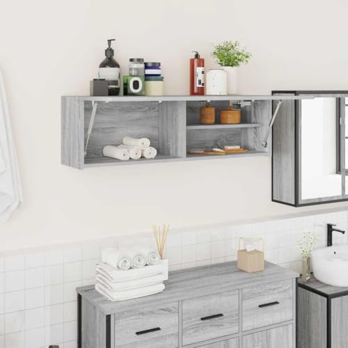 LLEZKBR Badezimmer Hängeschrank Grau Sonoma 100x25x30cm Holzwerkstoff von LLEZKBR