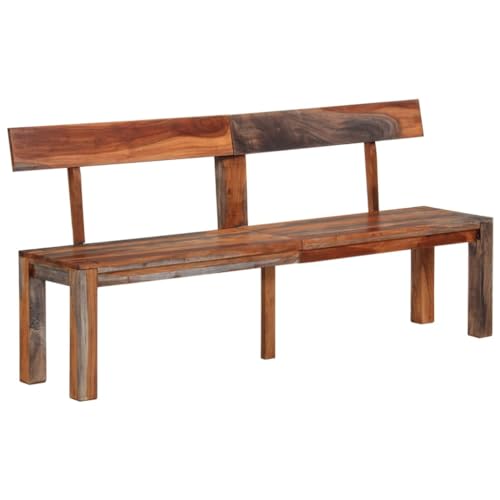 LLEZKBR Bänke, Küchen- & Essbänke, Bänke mit Rückenlehne, 160 cm, Grau, Massivholz, Akazie von LLEZKBR