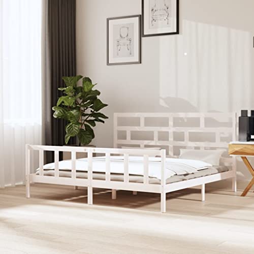 LLEZKBR Beds & Accessories Bettrahmen ohne Matratze, Kiefer, massiv, Weiß, Super King von LLEZKBR