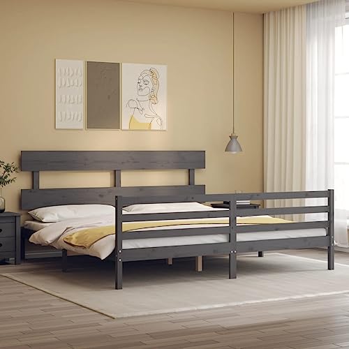LLEZKBR Betten & Zubehör, Betten & Bettrahmen Bettgestell ohne Matratze Grau 200x200 cm Massivholz LLEZKBR Betten & Zubehör, Betten & Bettrahmen Bettgestell ohne Matratze Grau 200x200 cm Massivholz von LLEZKBR