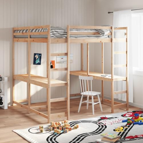 LLEZKBR Betten & Zubehör, Betten & Bettrahmen - Hochbett mit Schreibtisch und Leiter 140x200 cm Massivholz Kiefer LLEZKBR Betten & Zubehör, Betten & Bettrahmen - Hochbett mit Schreibtisch und Leiter 140x200 cm Massivholz Kiefer von LLEZKBR