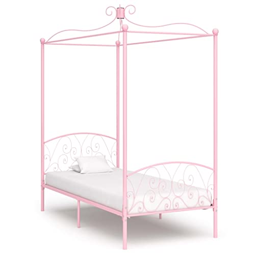LLEZKBR Betten & Zubehör-Betten & Bettrahmen-284486 Bettrahmen Bettrahmen ohne Matratze Rosa Metall 90x200 cm von LLEZKBR