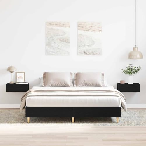LLEZKBR Betten & Zubehör - Betten & Bettrahmen - Bettgestell Schwarz Eiche 150x200 cm Holzwerkstoff von LLEZKBR