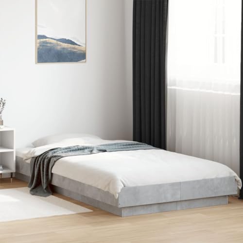 LLEZKBR Betten & Zubehör - Betten & Bettrahmen - Bettgestell mit LED-Leuchten ohne Matratze Betongrau 100x200cm von LLEZKBR