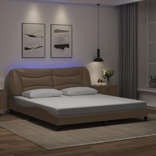 LLEZKBR Betten & Zubehör - Betten & Bettrahmen - Bettgestell mit LED ohne Matratze Cappuccino 180x200 cm Super King von LLEZKBR