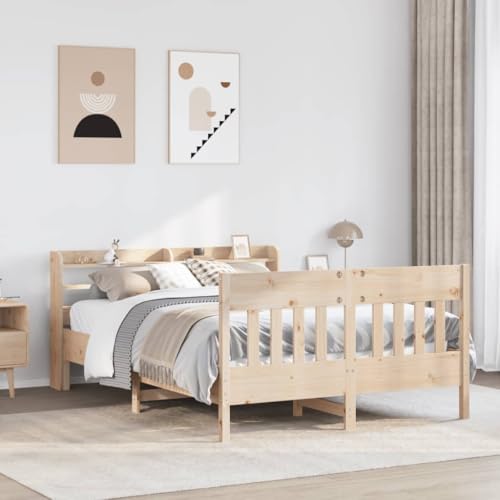 LLEZKBR Betten & Zubehör - Betten & Bettrahmen - Bettgestell ohne Matratze 135x190 cm Doppelbett Massivholz Kiefer von LLEZKBR
