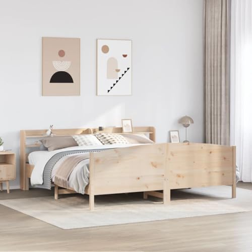 LLEZKBR Betten & Zubehör - Betten & Bettrahmen - Bettgestell ohne Matratze 200x200 cm Massivholz Kiefer von LLEZKBR