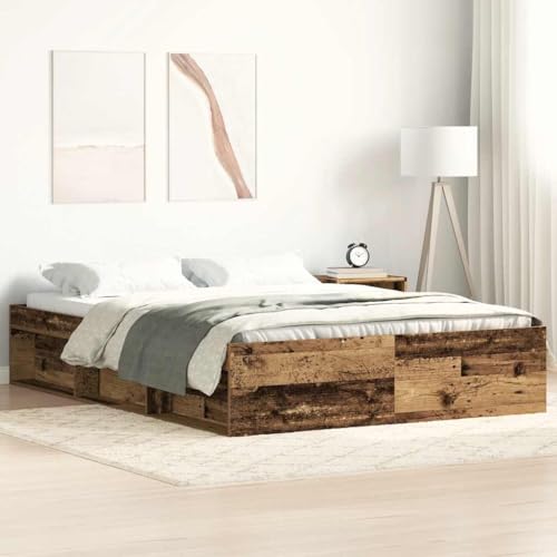 LLEZKBR Betten & Zubehör-Betten & Bettrahmen Bettgestell ohne Matratze Altes Holz 120x190cm Kleines Doppelbett Holzwerkstoff von LLEZKBR
