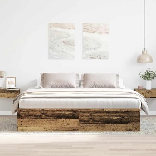 LLEZKBR Betten & Zubehör-Betten & Bettrahmen Bettgestell ohne Matratze Altes Holz 200x200cm Holzwerkstoff von LLEZKBR