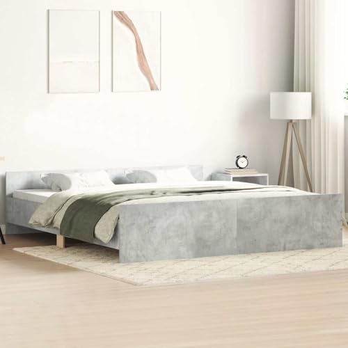 LLEZKBR Betten & Zubehör-Betten & Bettrahmen Bettgestell ohne Matratze Beton Grau 180x200 cm Super King von LLEZKBR
