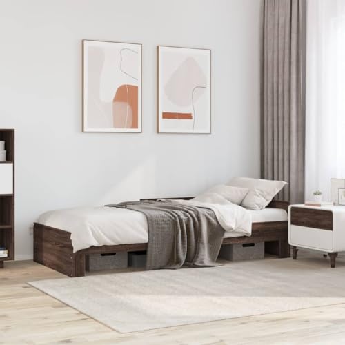 LLEZKBR Betten & Zubehör - Betten & Bettrahmen - Bettgestell ohne Matratze Braun Eiche 75x190 cm klein Einzelbett Holzwerkstoff von LLEZKBR