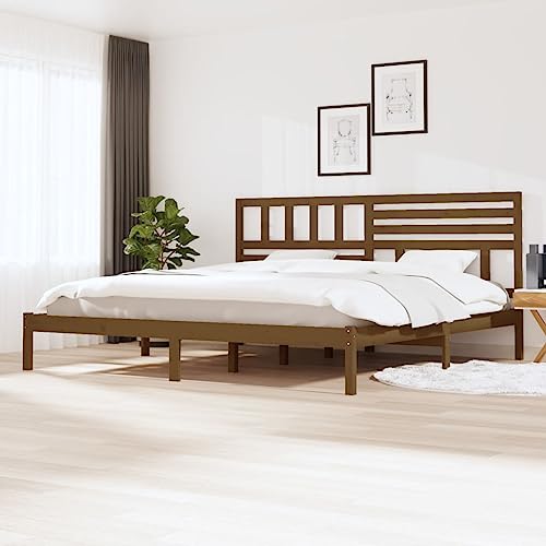 LLEZKBR Betten & Zubehör Betten & Bettrahmen Bettgestell ohne Matratze Braun Massivholz Kiefer 200x200 cm von LLEZKBR