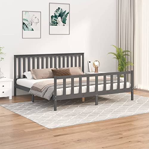 LLEZKBR Betten & Zubehör - Betten & Bettrahmen - Bettgestell ohne Matratze Grau 200x200 cm Massivholz Kiefer LLEZKBR Betten & Zubehör - Betten & Bettrahmen - Bettgestell ohne Matratze Grau 200x200 cm Massivholz Kiefer von LLEZKBR