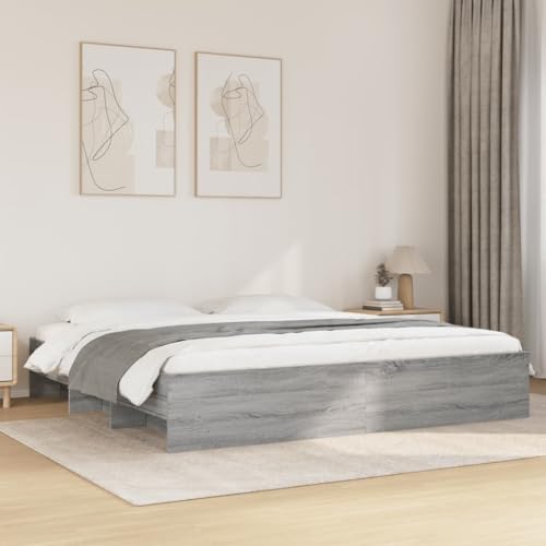 LLEZKBR Betten & Zubehör - Betten & Bettrahmen - Bettgestell ohne Matratze Grau Sonoma 200x200 cm Holzwerkstoff von LLEZKBR