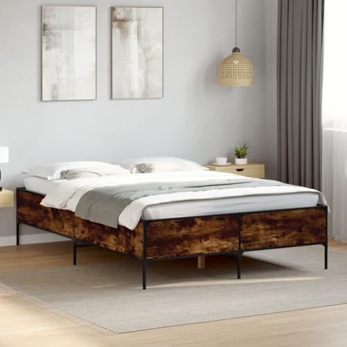 LLEZKBR Betten & Zubehör - Betten & Bettrahmen - Bettgestell ohne Matratze Räuchereiche 135x190 cm Doppelbett von LLEZKBR
