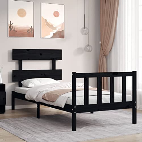 LLEZKBR Betten & Zubehör - Betten & Bettrahmen - Bettgestell ohne Matratze Schwarz 100x200 cm Massivholz Kiefer LLEZKBR Betten & Zubehör - Betten & Bettrahmen - Bettgestell ohne Matratze Schwarz 100x200 cm Massivholz Kiefer von LLEZKBR