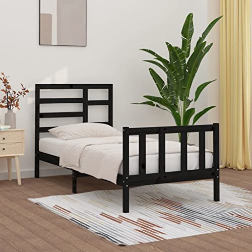 LLEZKBR Betten & Zubehör - Betten & Bettrahmen - Bettgestell ohne Matratze Schwarz 100x200 cm Massivholz Kiefer LLEZKBR Betten & Zubehör - Betten & Bettrahmen - Bettgestell ohne Matratze Schwarz 100x200 cm Massivholz Kiefer von LLEZKBR
