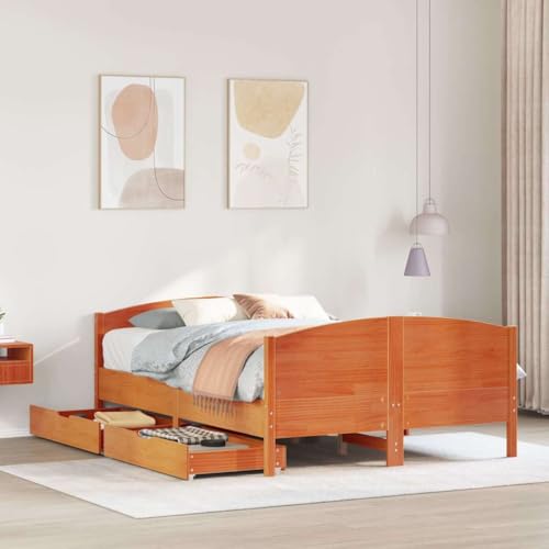 LLEZKBR Betten & Zubehör - Betten & Bettrahmen - Bettgestell ohne Matratze Wachs Braun 120x190 cm kleines Doppelbett Massivholz Kiefer LLEZKBR Betten & Zubehör - Betten & Bettrahmen - Bettgestell ohne Matratze Wachs Braun 120x190 cm kleines Doppelbett Massivholz Kiefer von LLEZKBR