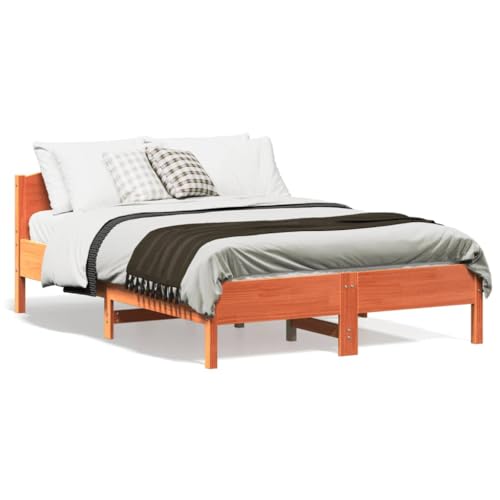 LLEZKBR Betten & Zubehör - Betten & Bettrahmen - Bettgestell ohne Matratze Wachs Braun 120x190 cm kleines Doppelbett Massivholz Kiefer von LLEZKBR