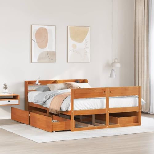 LLEZKBR Betten & Zubehör - Betten & Bettrahmen - Bettgestell ohne Matratze Wachs Braun 140x190 cm Massivholz Kiefer LLEZKBR Betten & Zubehör - Betten & Bettrahmen - Bettgestell ohne Matratze Wachs Braun 140x190 cm Massivholz Kiefer von LLEZKBR