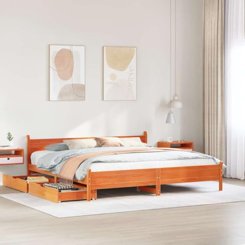 LLEZKBR Betten & Zubehör - Betten & Bettrahmen - Bettgestell ohne Matratze Wachs Braun 200x200 cm Massivholz Kiefer LLEZKBR Betten & Zubehör - Betten & Bettrahmen - Bettgestell ohne Matratze Wachs Braun 200x200 cm Massivholz Kiefer von LLEZKBR