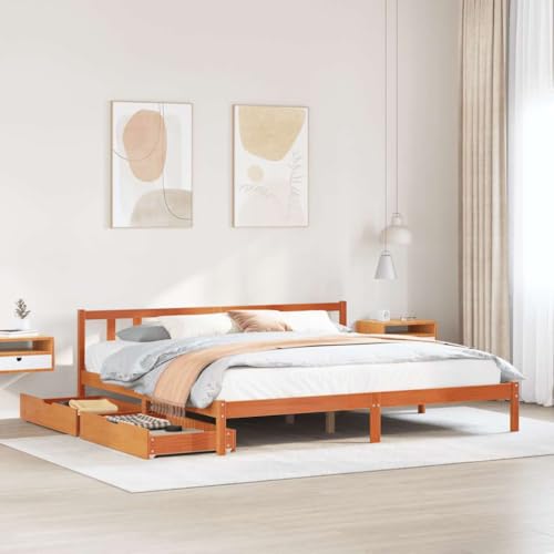 LLEZKBR Betten & Zubehör - Betten & Bettrahmen - Bettgestell ohne Matratze Wachs Braun 200x200 cm Massivholz Kiefer LLEZKBR Betten & Zubehör - Betten & Bettrahmen - Bettgestell ohne Matratze Wachs Braun 200x200 cm Massivholz Kiefer von LLEZKBR