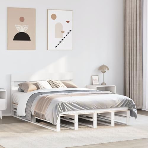 LLEZKBR Betten & Zubehör - Betten & Bettrahmen - Bettgestell ohne Matratze Weiß 140x200 cm Massivholz Kiefer LLEZKBR Betten & Zubehör - Betten & Bettrahmen - Bettgestell ohne Matratze Weiß 140x200 cm Massivholz Kiefer von LLEZKBR