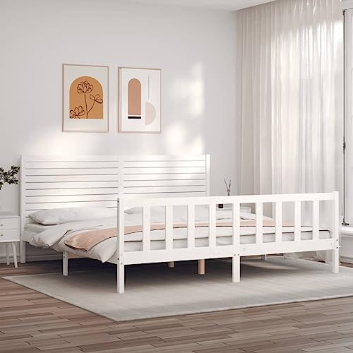 LLEZKBR Betten & Zubehör - Betten & Bettrahmen - Bettgestell ohne Matratze Weiß 200x200 cm Massivholz Kiefer LLEZKBR Betten & Zubehör - Betten & Bettrahmen - Bettgestell ohne Matratze Weiß 200x200 cm Massivholz Kiefer von LLEZKBR