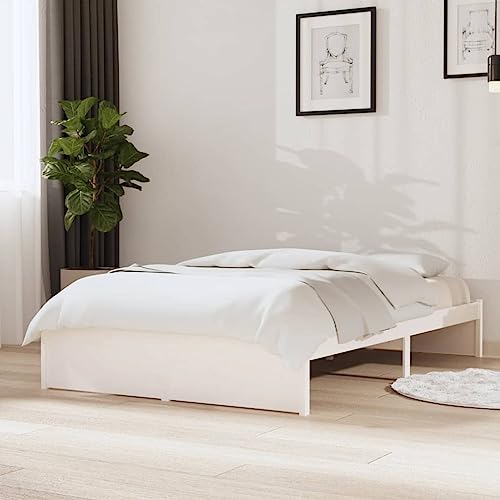 LLEZKBR Betten & Zubehör - Betten & Bettrahmen - Bettgestell ohne Matratze Weiß Massivholz 120x190 cm Kleines Doppelbett von LLEZKBR