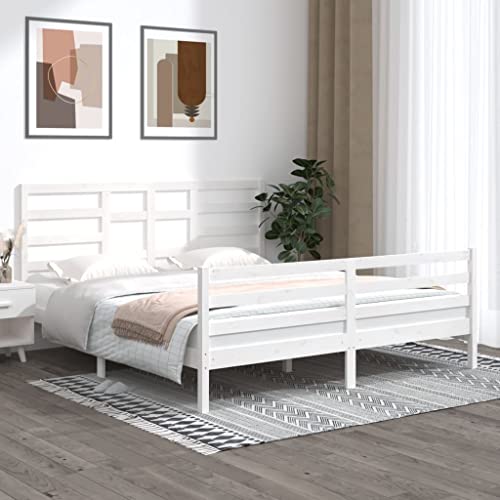 LLEZKBR Betten & Zubehör-Betten & Bettrahmen Bettgestell ohne Matratze Weiß Massivholz 180x200 cm Super King LLEZKBR Betten & Zubehör-Betten & Bettrahmen Bettgestell ohne Matratze Weiß Massivholz 180x200 cm Super King von LLEZKBR