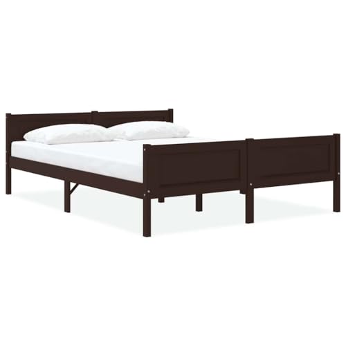 LLEZKBR Betten & Zubehör Betten & Bettrahmen Bettgestell ohne Matratze massives Kiefernholz Dunkelbraun 160x200 cm LLEZKBR Betten & Zubehör Betten & Bettrahmen Bettgestell ohne Matratze massives Kiefernholz Dunkelbraun 160x200 cm von LLEZKBR