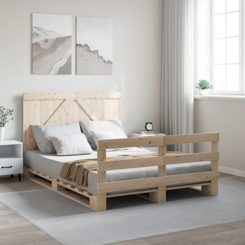 LLEZKBR Betten & Zubehör - Betten & Bettrahmen - Bettgestell ohne Matratze mit Kopfteil 160x200 cm Massivholz von LLEZKBR