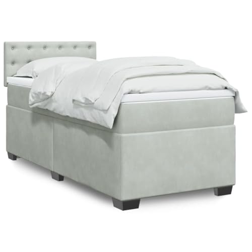 LLEZKBR Betten & Zubehör-Betten & Bettrahmen - Boxspringbett mit Matratze Hellgrau 90x200 cm Samt LLEZKBR Betten & Zubehör-Betten & Bettrahmen - Boxspringbett mit Matratze Hellgrau 90x200 cm Samt von LLEZKBR