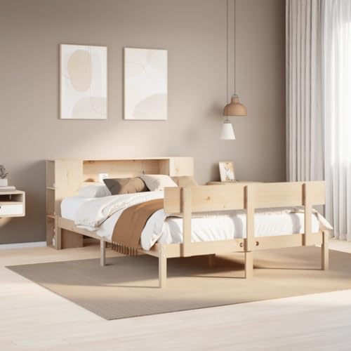 LLEZKBR Betten & Zubehör - Betten & Bettrahmen - Bücherregal Bett ohne Matratze 140x190 cm Massivholz Kiefer von LLEZKBR