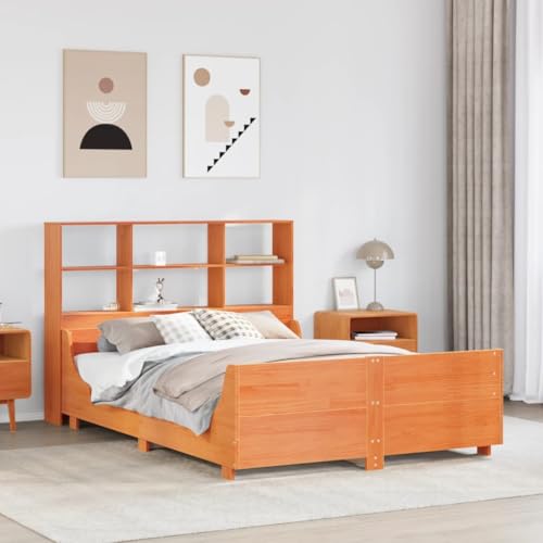 LLEZKBR Betten & Zubehör - Betten & Bettrahmen - Bücherregal Bett ohne Matratze Wachs Braun 120x190 cm kleines Doppelbett Massivholz LLEZKBR Betten & Zubehör - Betten & Bettrahmen - Bücherregal Bett ohne Matratze Wachs Braun 120x190 cm kleines Doppelbett Massivholz von LLEZKBR