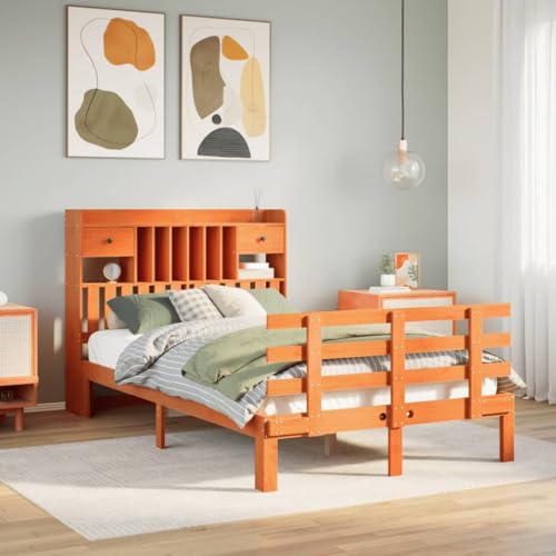 LLEZKBR Betten & Zubehör - Betten & Bettrahmen - Bücherregal Bett ohne Matratze Wachs Braun 135x190 cm Doppelbett Massivholz Kiefer LLEZKBR Betten & Zubehör - Betten & Bettrahmen - Bücherregal Bett ohne Matratze Wachs Braun 135x190 cm Doppelbett Massivholz Kiefer von LLEZKBR