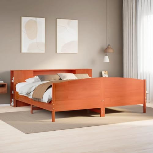 LLEZKBR Betten & Zubehör-Betten & Bettrahmen - Bücherregal Bett ohne Matratze Wachs Braun 200x200cm Massivholz Kiefer LLEZKBR Betten & Zubehör-Betten & Bettrahmen - Bücherregal Bett ohne Matratze Wachs Braun 200x200cm Massivholz Kiefer von LLEZKBR