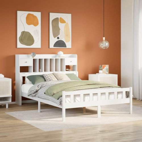 LLEZKBR Betten & Zubehör - Betten & Bettrahmen - Bücherregal Bett ohne Matratze Weiß 160x200 cm Massivholz Kiefer LLEZKBR Betten & Zubehör - Betten & Bettrahmen - Bücherregal Bett ohne Matratze Weiß 160x200 cm Massivholz Kiefer von LLEZKBR