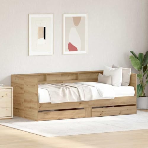 LLEZKBR Betten & Zubehör-Betten & Bettrahmen-Daybed Rahmen mit Schubladen mit Stauraum Artisan Eiche 100 x 200 cm von LLEZKBR